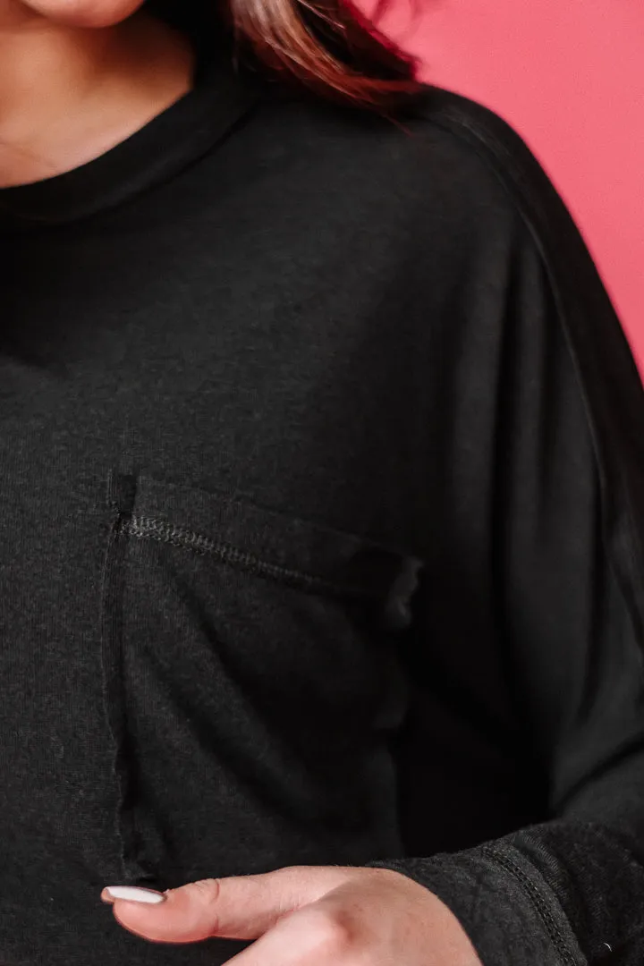 Taken Back Casual Knit Top | Black