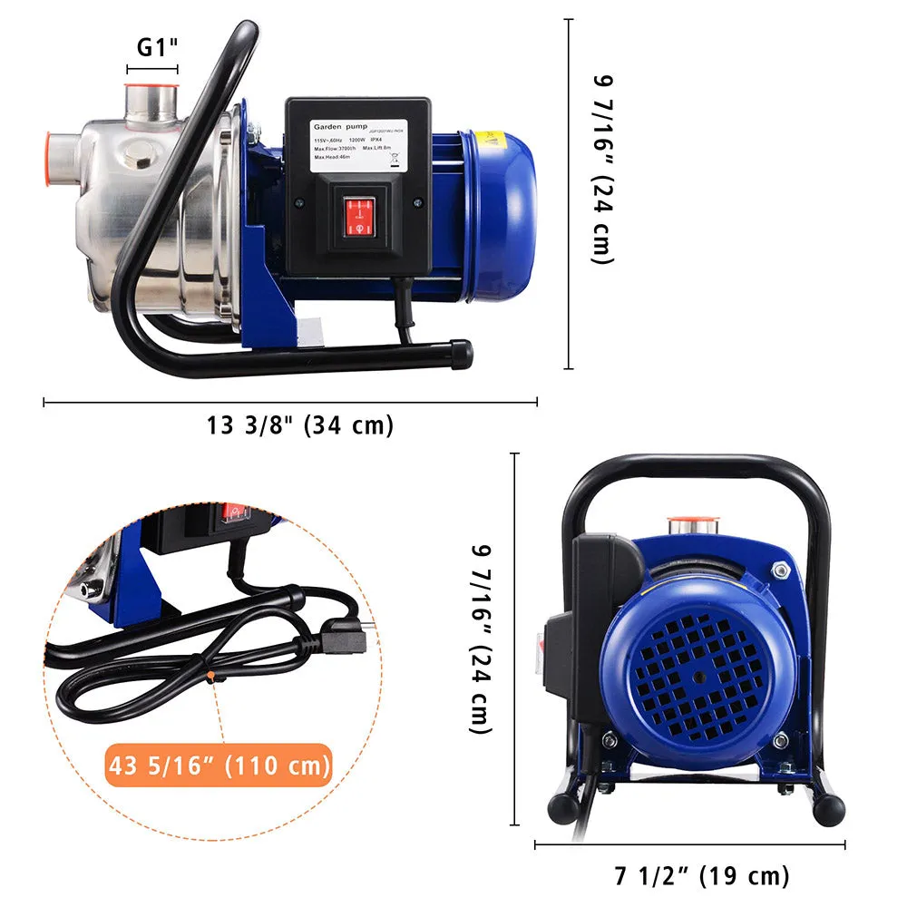 TheLAShop 1.6HP Electric Water Pump Sump Pump Stainless Steel 814gph