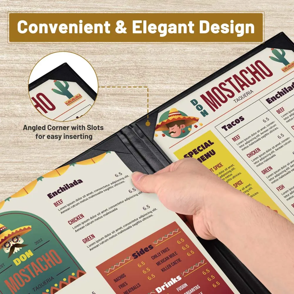 TheLAShop 8-1/2"x14" PU Leather Menu Book Covers 2-View 5ct/pk