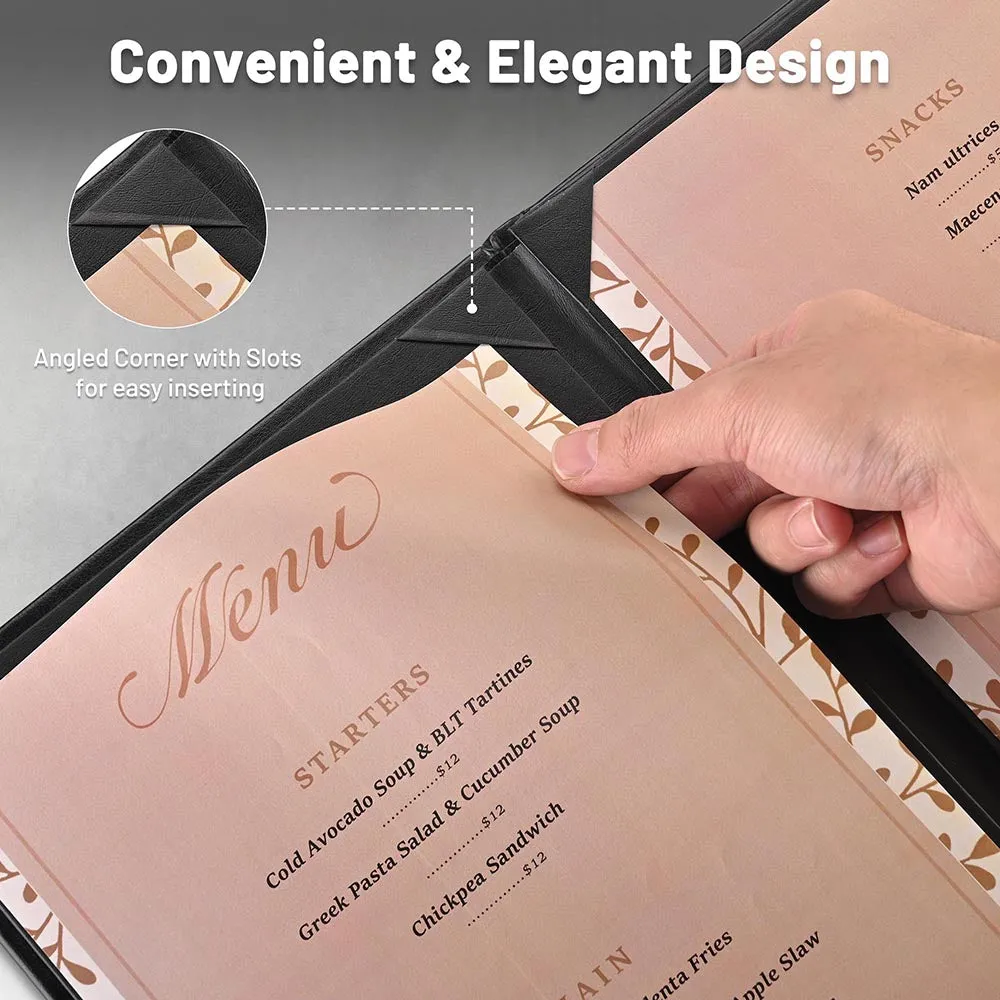TheLAShop 8-1/2"x14" PU Leather Menu Cover Holders 4-View 5ct/pk