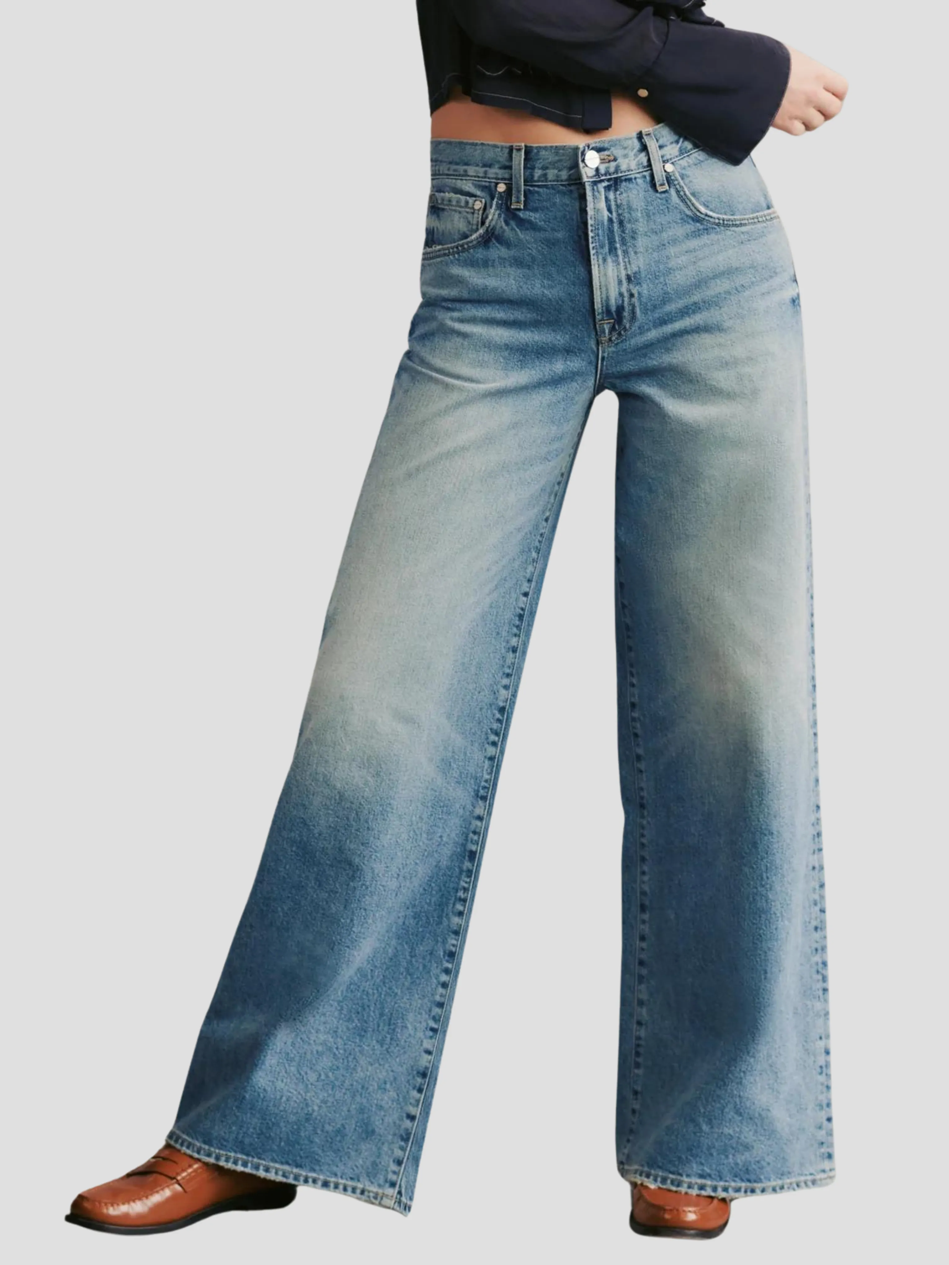 Tiny Dancer Wide-Leg Jean in Vintage Blue
