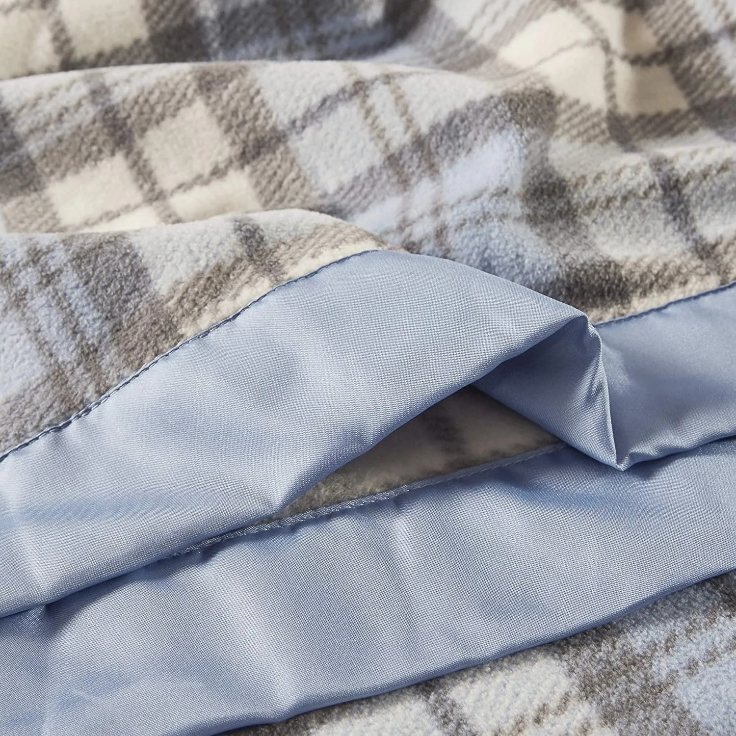 True North by Sleep Philosophy Micro Fleece All Season Blanket, Full/Queen, Blue Plaid