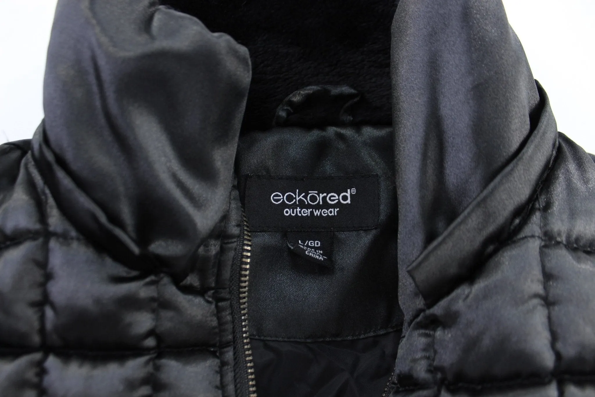 Women's Ecko Unltd. Embroidered Black Puffer Zip Up Jacket